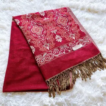 파시미나 스톨 캐시미어 100% 마룬 숄 페이즐리 무늬 와인 레드