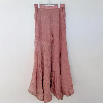 [ M ] 핑크 플레어 팬츠 비즈 장식 여성용 경량 화려함