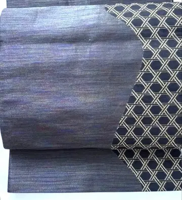 사이토 산사이 얇은 비단 금실 오비 카고메 패턴 후쿠로 오비