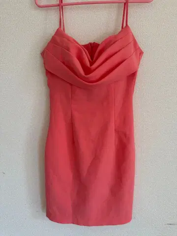 RANS 핑크 드레이프 디자인 드레스 S