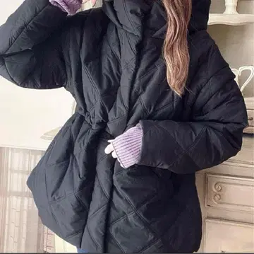 멀티 WAY 소매 탈부착 퀼팅 후드 코트 다운 블랙