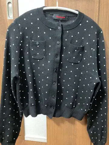 [ 최종 가격 ] 캬바쿠라 도트 무늬 블랙 가디건