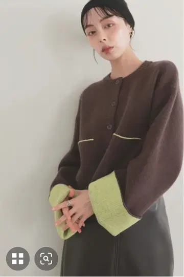 LIAN 알파카 터치 바이컬러 가디건