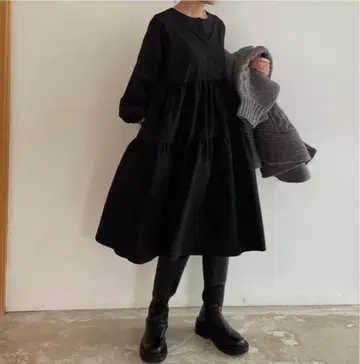 안미누 스키퍼 티어드 원피스 블라우스 UNMINOU