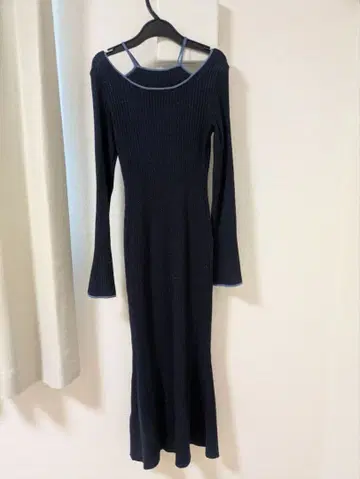 LILY BROWN 네이비 리브 니트 원피스 ONE SIZE