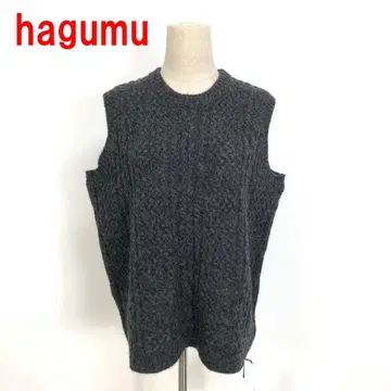 A7172 택 포함 새상품 하그무 니트 베스트 울 차콜 그레이 F