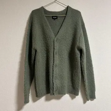 BEAMS 버튼 가디건 S 올리브 그린