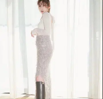 SNIDEL 셔링 튤 타이트 스커트