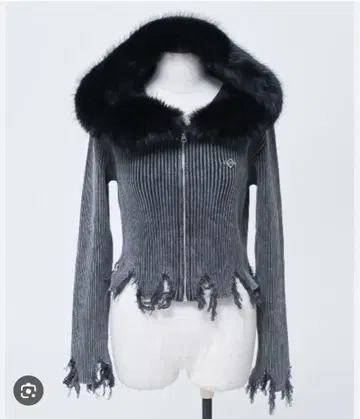 REFLEM 데미지 니트 퍼 후드티