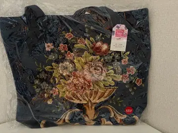 꽃무늬 자수 토트백 네이비 새상품