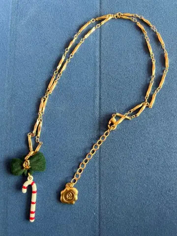 Q-pot 목걸이 크리스마스 캔디케인 골드