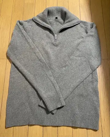 남성용 하프 지퍼 니트 스웨터 사이즈 L 무인양품