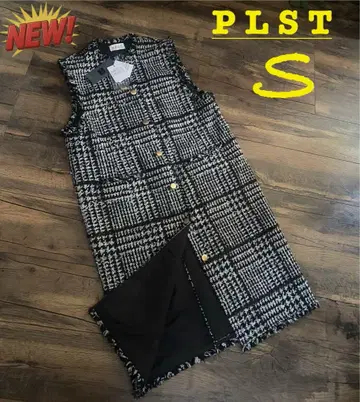PLST 트위드 노카라 베스트