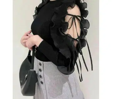 [정품] 프릴 슬리브 니트 풀오버 SNIDEL