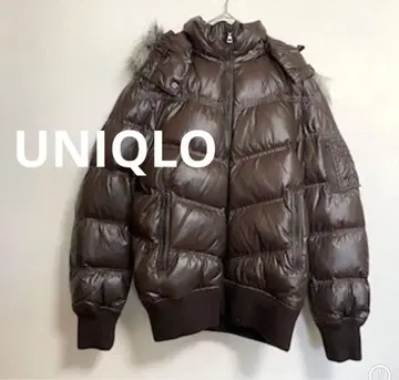 유니클로 Y2K 그런지 시크 스타일 퍼 프리미엄 다운 자켓 광택 M