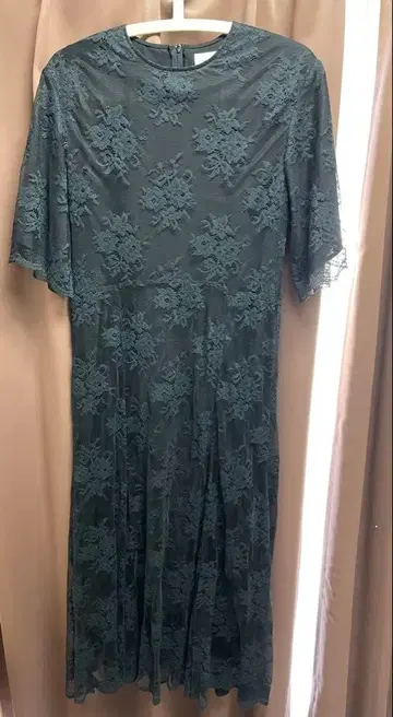 블랙 레이스 드레스 플라워 자수 포멀