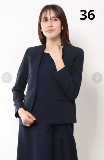 [ 시착만 한 상품 ] 노카라 자켓 네이비 쿠튀르 브로치