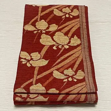 와인 레드 꽃무늬 [ 반폭 오비 ] 교직 111502