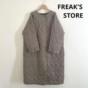 [ 새상품급 ] FREAK'S STORE 퀼팅 롱 코트 카키 루즈핏