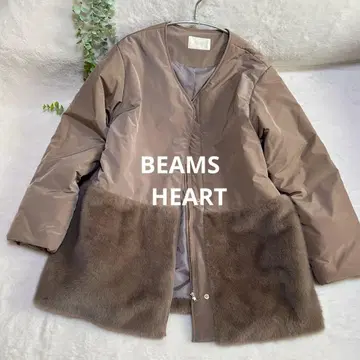 [ 미사용품 ] BEAMS HEART 노카라 퍼 다운