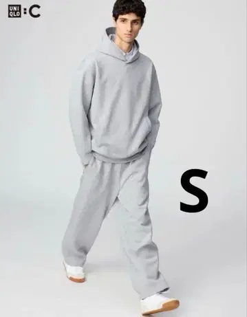 유니클로 C 맨투맨 와이드 팬츠 그레이 S 미사용 새상품