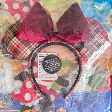 택 포함 새상품 체크 머리띠 미니 벨로아 디즈니 리조트