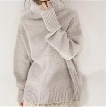 IENA AQUA 하이넥 와이드 풀오버