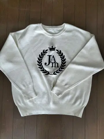 화이트 로고 자수 여성용 긴팔 니트