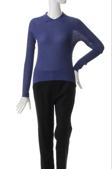 에부르 하이 게이지 클리어 리브 폴로 칼라 니트 풀오버