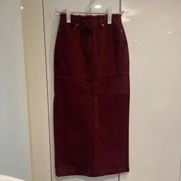 버건디 데님 타이트 스커트