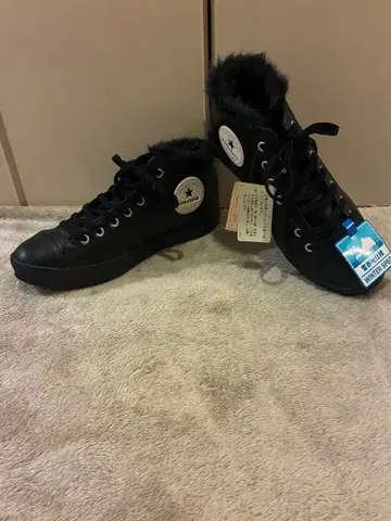 컨디션 최상 CONVERSE 퍼 스니커즈 블랙 25.5 가죽