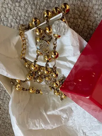 PINKHOUSE 핑크하우스 골드 크리스탈 비즈 목걸이