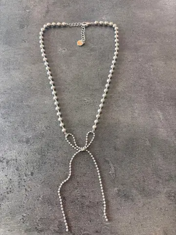 SLOBE 실버 비즈 목걸이