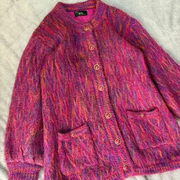 빈티지 모헤어 빅 루즈 믹스 니트 가디건 XL