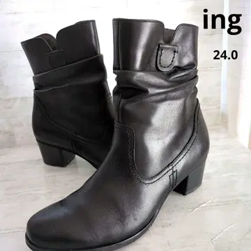 새상품급 ing 잉그 가죽 숏부츠 집업 블랙 24.0