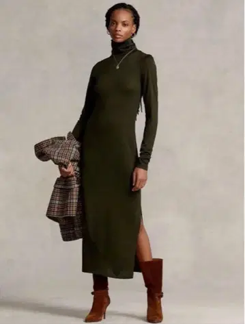 랄프 로렌 울 블렌드 터틀넥 드레스