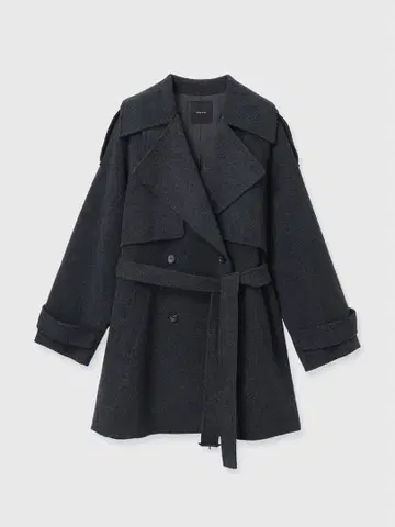 anuans 리버 울 미들 트렌치코트 CHARCOAL GREY