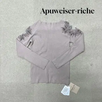 새상품 Apuweiser-riche 리브 니트 긴팔 핑크 베이지 M