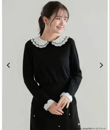 [ 미사용 새상품 ] 자수 더블 칼라 레이어드 롱 슬리브 상의