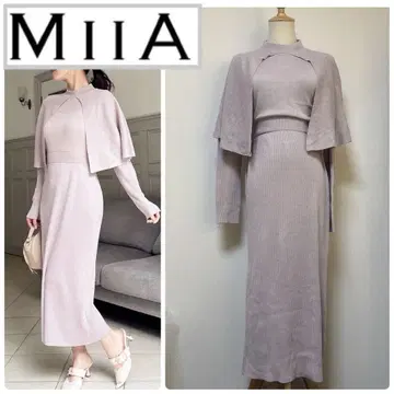 MIIA 케이프풍 니트 타이 원피스