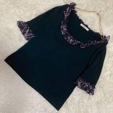 르네 체크 프릴 니트 블랙 36 깔끔하고 귀여운 돌려입기