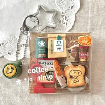 가챠 파우치 커피 타임 런치 토스트 프랑스빵 레드 그린