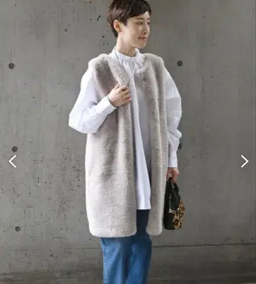 SHIPS any 인조 모피 베스트 그레이