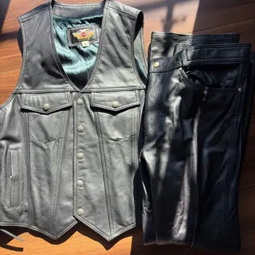 Harley-Davidson 가죽 베스트 XL 블랙 팬츠 38