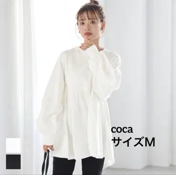coca 미니 쭈리 절개 개더 상의 화이트 M
