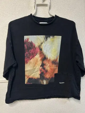 TIGHTBOOTH 아트 프린트 7부 소매 티셔츠 XL 블랙