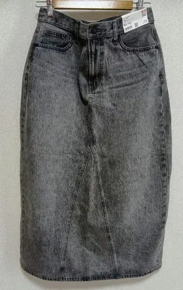 [새상품] 유니클로 데님 패널 롱 스커트 슬릿 포함