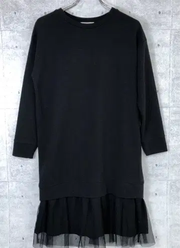 GLOBAL WORK 구제 의류 밑단 튤 레이스 레이어드 디자인 원피스