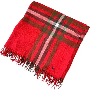 새상품급 45R 압축 울 융모 가공 스톨 숄 머플러 체크 빨간색