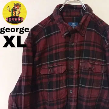 USA 구제 의류 george 플란넬 셔츠 XL 브라운 블랙 체크